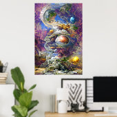 パープル銀河系太陽の系 ポスター (ホームオフィス)