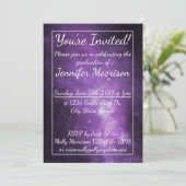 パープル銀河系宇宙卒業パーティー招待状 招待状 (スタンド正面)