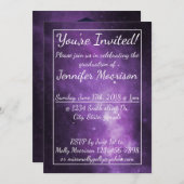 パープル銀河系宇宙卒業パーティー招待状 招待状 (正面/裏面)