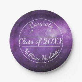 パープル銀河系宇宙卒業紙プレート ペーパープレート