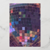 パープル鏡ディスコボールバチェロレッテダンスパーティー 箔招待状 (裏面)