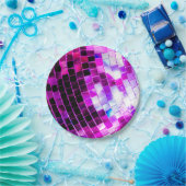 パープル鏡ディスコボール ペーパープレート (パーティー)