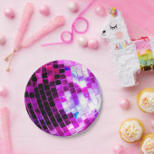 パープル鏡ディスコボール ペーパープレート (パーティー)