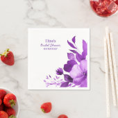 パープル開花ウォーターカラーカスタムブライダルシャワー スタンダードカクテルナプキン (インサイチュ)
