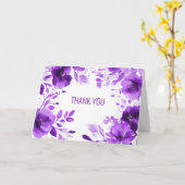 パープル開花ウォーターカラーサンキューカスタム カード (黄色い花)