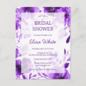 パープル開花ウォーターカラーブライダルシャワーカスタム ポストカード (正面)