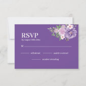 パープル開花ダスティバラ結婚フローラ 出欠カード (正面)