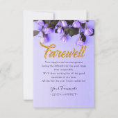 パープル開花フローラ同僚の別れのカード サンキューカード (正面)