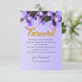 パープル開花フローラ同僚の別れのカード サンキューカード (スタンド正面)