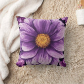 パープル開花ペン描エレガンス クッション (ブランケット)