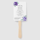 パープル開花ユーカリプタスボタニカル結婚式 プログラム ハンドファン (裏面)