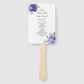 パープル開花ユーカリプタスボタニカル結婚式 プログラム ハンドファン (正面)