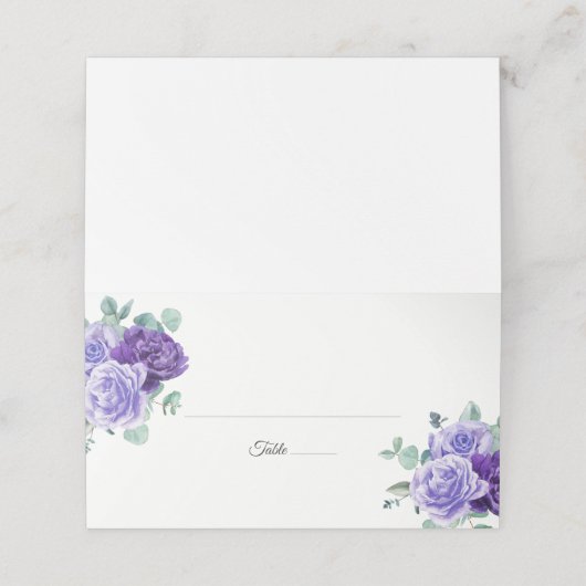 パープル開花ユーカリプタスボタニッ結婚クス プレイスカード (外部開封)