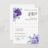 パープル開花ユーカリプトゥス結婚ボタニカル 出欠カード (正面/裏面)
