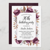 パープル開花水彩30th誕生日招待状 招待状 (正面/裏面)