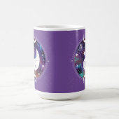 パープル陰陽銀河系と三日月の神秘的 コーヒーマグカップ (中央)