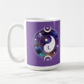 パープル陰陽銀河系と三日月の神秘的 コーヒーマグカップ (左)