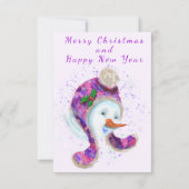 パープル雪だるまピンクビーニー冬ハットおもしろい (裏面)