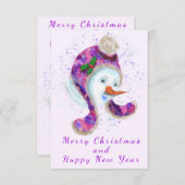 パープル雪だるまピンクビーニー冬ハットおもしろい (正面/裏面)