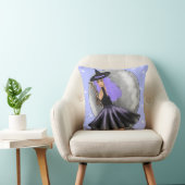 パープル飛んでいるウィッチ装飾用クッション クッション (椅子)