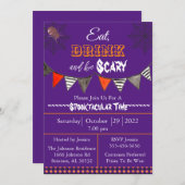 パープル食べドリンクとホラーハローウィンパーティ 招待状 (正面/裏面)