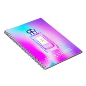 パープル香水ボトルシックモノグラムパーソナル ノートブック (右側)