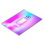 パープル香水ボトルシックモノグラムパーソナル ノートブック (左側)