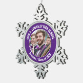 パープル高校マーチングバンド写真ギフト スノーフレークピューターオーナメント (右)