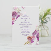 パープル魅力的フローラエレガンス結婚ズ 招待状 (スタンド正面)