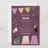 パープル魔法ショーバーバルミツワー招待状 招待状 (正面)