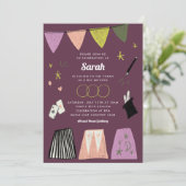 パープル魔法ショーバーバルミツワー招待状 招待状 (スタンド正面)