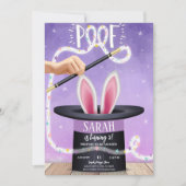 パープル魔法ショー誕生日 招待状 (正面)