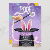 パープル魔法ショー誕生日 招待状 (正面/裏面)