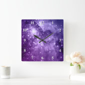 パープル魔法星 スクエア壁時計 (ホーム)