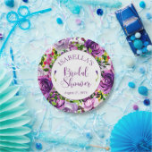 パープル鮮やかウォーターカラーブーケブライダルシャワー ペーパープレート (パーティー)