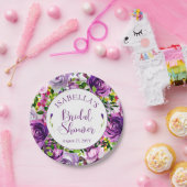 パープル鮮やかウォーターカラーブーケブライダルシャワー ペーパープレート (パーティー)