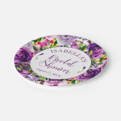 パープル鮮やかウォーターカラーブーケブライダルシャワー ペーパープレート (アングル)