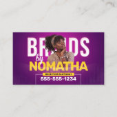 パープル鮮やかブレイド&ウィッグのヘアブレイディングサロン 名刺 (正面)