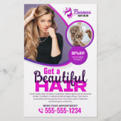 パープル鮮やか美容師サロン美しいメーキャップ チラシ (正面)