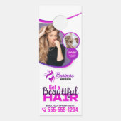 パープル鮮やか美容師サロン美しいメーキャップ ドアノブサイン (正面)