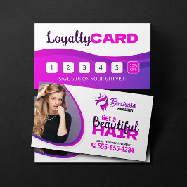 パープル鮮やか美容師サロン美しいメーキャップ ロイヤリティカード