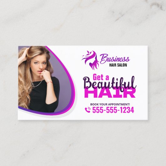 パープル鮮やか美容師サロン美しいメーキャップ 名刺 (正面)