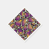 パープル鮮やか&金ゴールド牛のプリントパターンの分離 スタンダードカクテルナプキン (角)