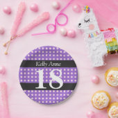 パープル18誕生日ピンク水玉模様紙プレート ペーパープレート (パーティー)