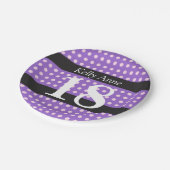 パープル18誕生日ピンク水玉模様紙プレート ペーパープレート (アングル)