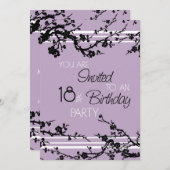 パープル18th誕生日パーティー招待カード 招待状 (正面/裏面)