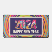 パープル2024ハッピーニューイヤーカラフルスワールアート デスクマット (正面)