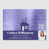 パープル2026カレンダー不動産仲介業者写真QRコードマグネット (正面)