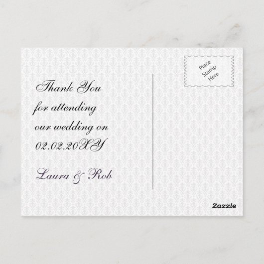 パープル3エース結婚ベガスサンキューカード ポストカード (裏面)