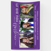 パープル3フォトおめでとう2023年卒業 横断幕 (縦)